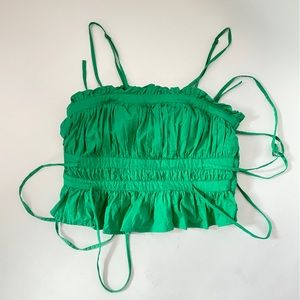 FREE PEOPLE Green Cropped Tank Top